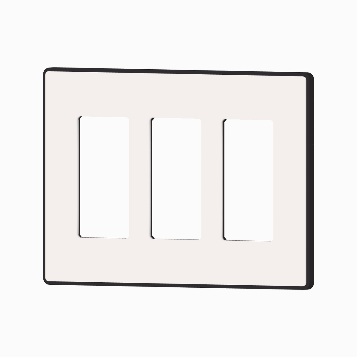 OIKEN Decora plate, 3 gang, Charcoal base with a Cotton cover