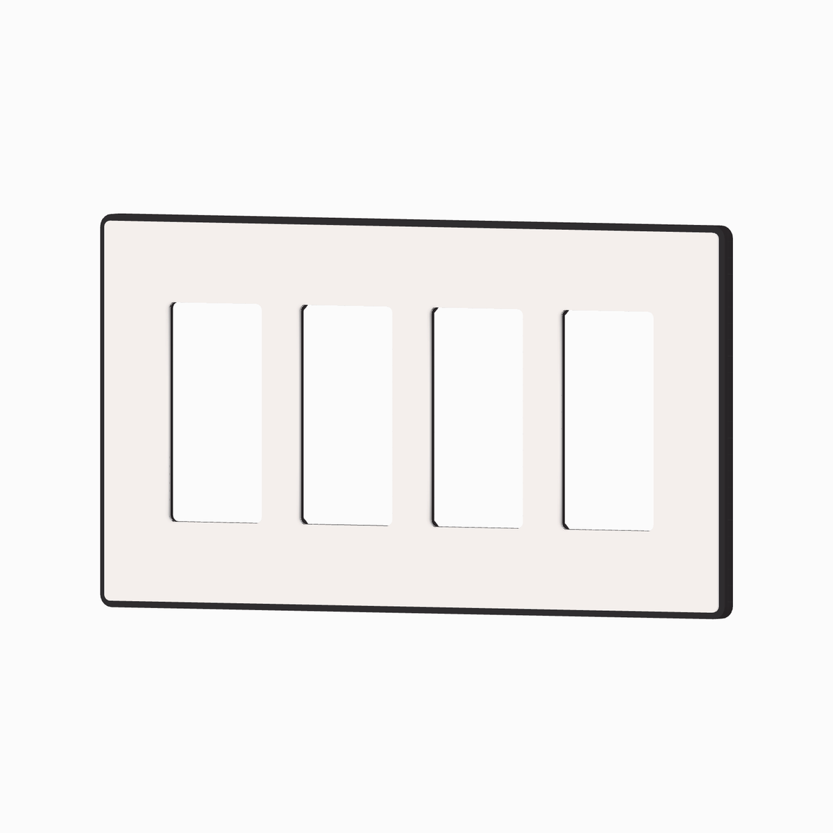 OIKEN Decora plate, 4 gang, Charcoal base with a Cotton cover