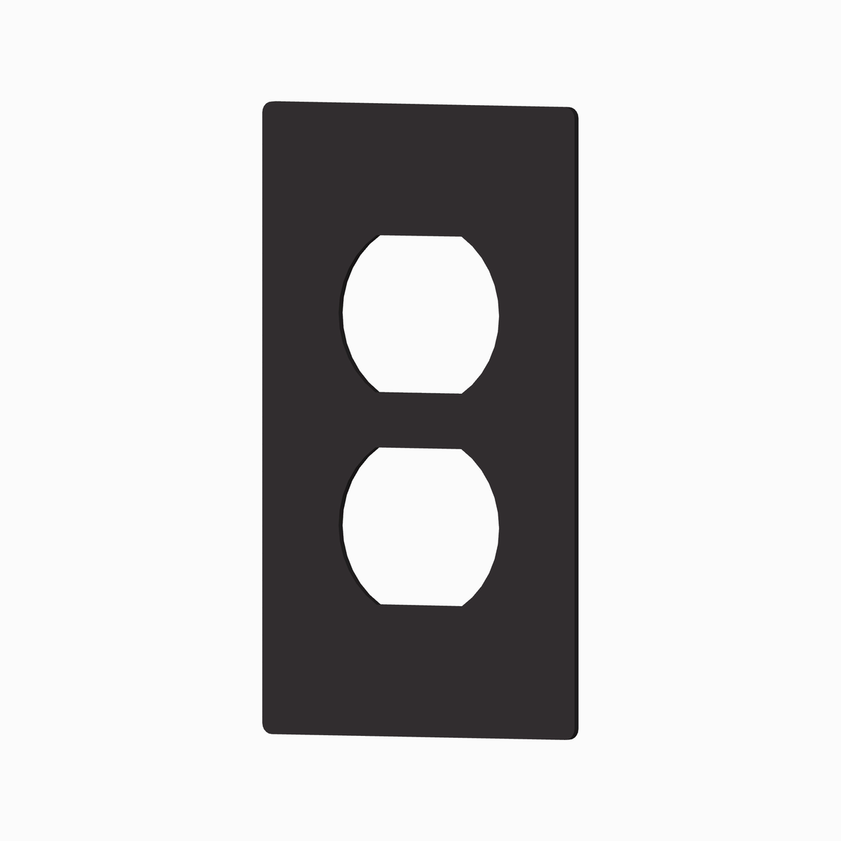 OIKEN duplex outlet cover in Charcoal, sold without a base