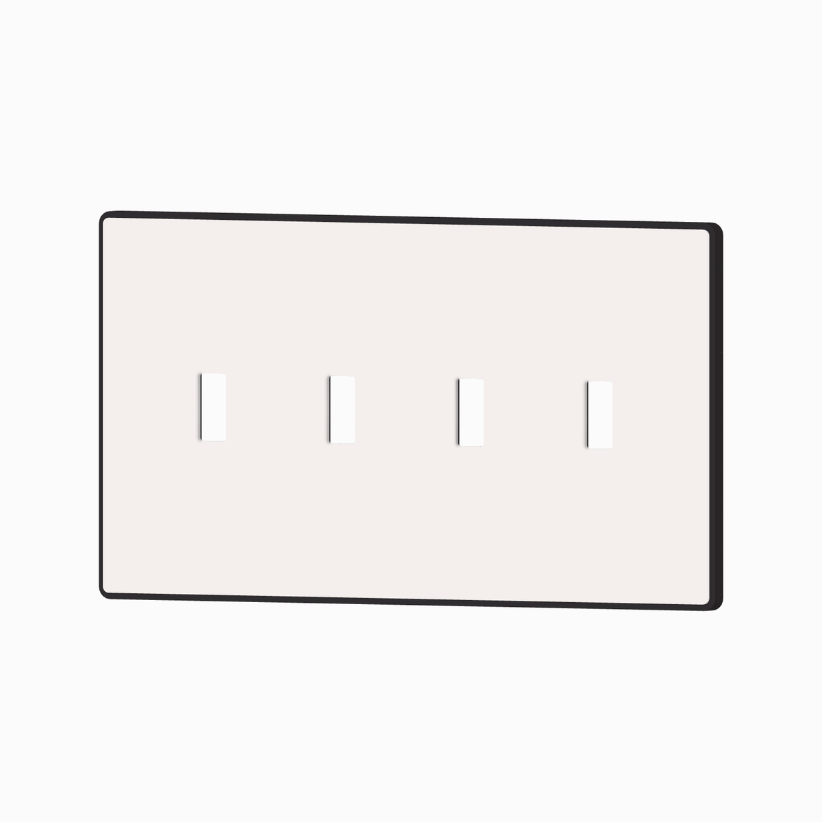OIKEN toggle switch plate, 4 gang, Charcoal base with a Cotton cover